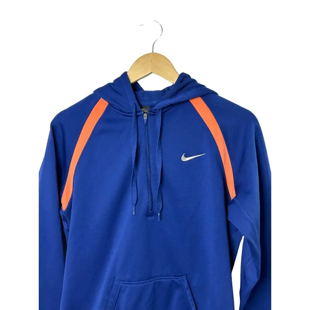 Nike Therma-Fit Blue & Coral 1/4 Zip Hooded Sweatshirt Women's Medium - Picture 3 of 10